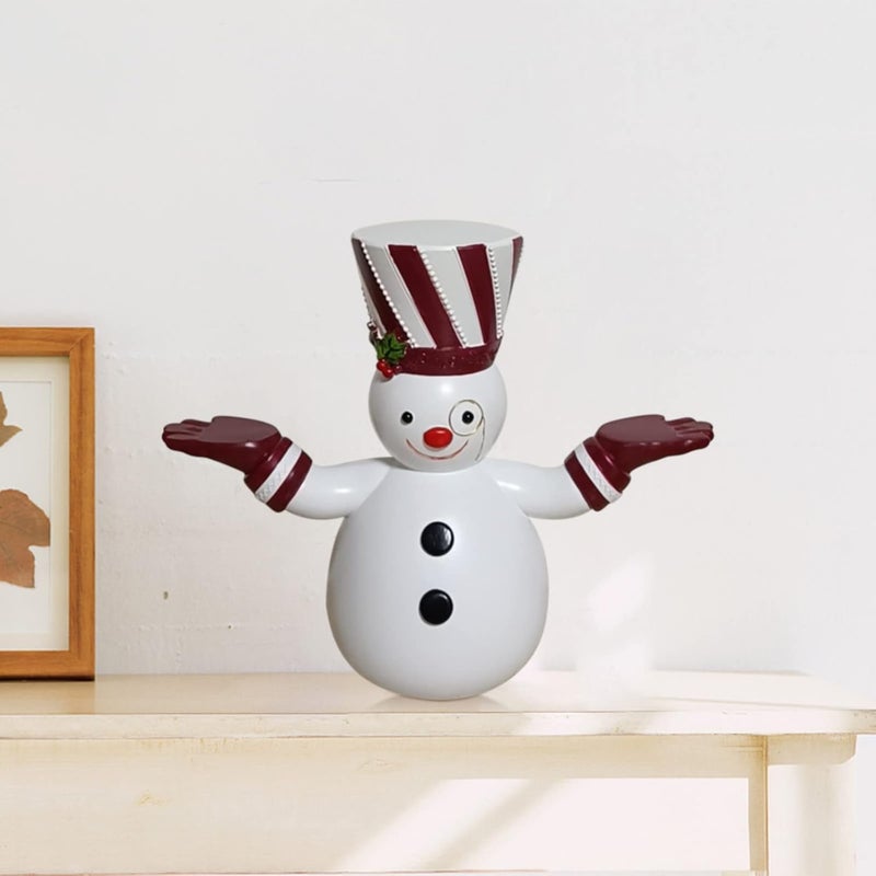 woobles Snowman Treats Holder, Santa Butler with Tray, Snowy Day Santa Holding Tray Christmas Decoration, Handpainted Resin Santa Treats Holder, Cute Snowman Santa Snacks Fruit Plate Decoration Resin Statue - Image 4