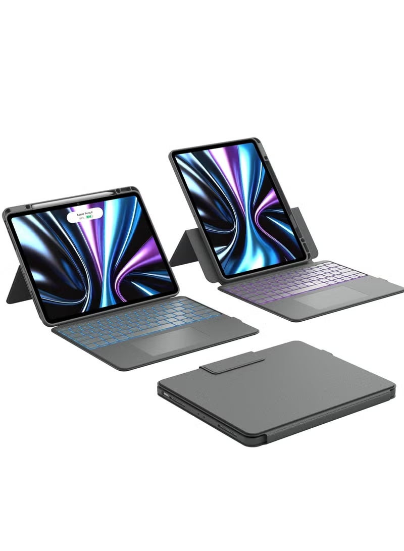 Magnetic Removable Cover and 7 Color Backlight, Smart Trackpad, 15°-180° Adjustable, Portrait/Landscape, Rugged Keyboard Case for iPad 10th and 11th Gen (A16), Keyboard for iPad 11th Gen 2025/10th Gen 2022, - Image 1