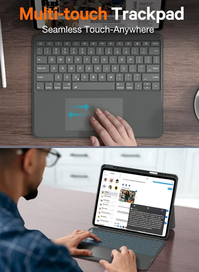 Magnetic Removable Cover and 7 Color Backlight, Smart Trackpad, 15°-180° Adjustable, Portrait/Landscape, Rugged Keyboard Case for iPad 10th and 11th Gen (A16), Keyboard for iPad 11th Gen 2025/10th Gen 2022, - Image 3