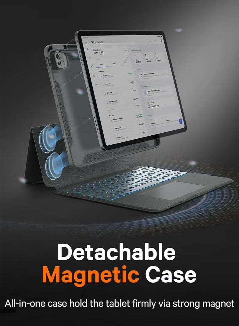 Magnetic Removable Cover and 7 Color Backlight, Smart Trackpad, 15°-180° Adjustable, Portrait/Landscape, Rugged Keyboard Case for iPad 10th and 11th Gen (A16), Keyboard for iPad 11th Gen 2025/10th Gen 2022, - Image 5
