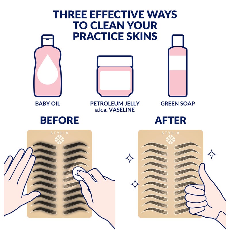 Stylia Microblading Inkless Practice Fake Silicone Skin Sheet for Eyebrow Tattoo, Fake Skin for Tattoo, Needling, Eye Brow Makeup, Tattoo Skin Practice Kit Supplies (White Double Sided) - Image 4
