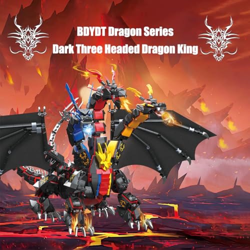 BDYDT Dragon Series Dark Three Headed Dragon King Building Blocks Set 1400PCSBuilding Set Model Toys Gifts for Kid and AdultInteresting Gifts for Dragon Enthusiasts - Image 5