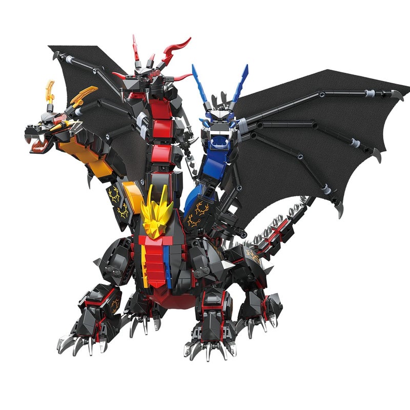 BDYDT Dragon Series Dark Three Headed Dragon King Building Blocks Set 1400PCSBuilding Set Model Toys Gifts for Kid and AdultInteresting Gifts for Dragon Enthusiasts - Image 3