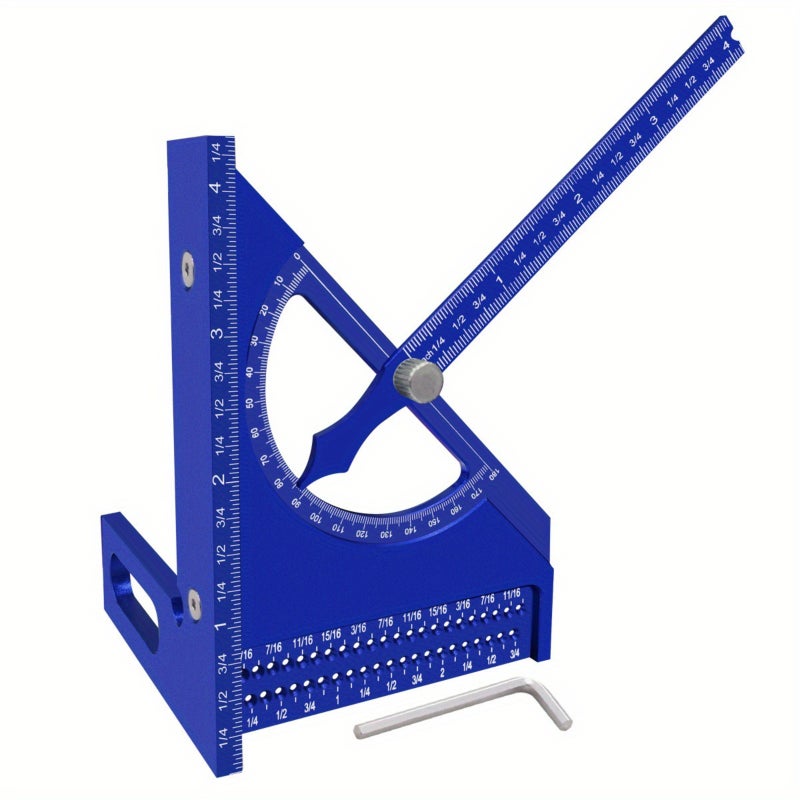 Woodworking Aluminum Alloy Semi - circular Triangular Ruler, Marking Ruler, 3D Adjustable, with 180 - degree Quick Marking, Protractor - Image 1