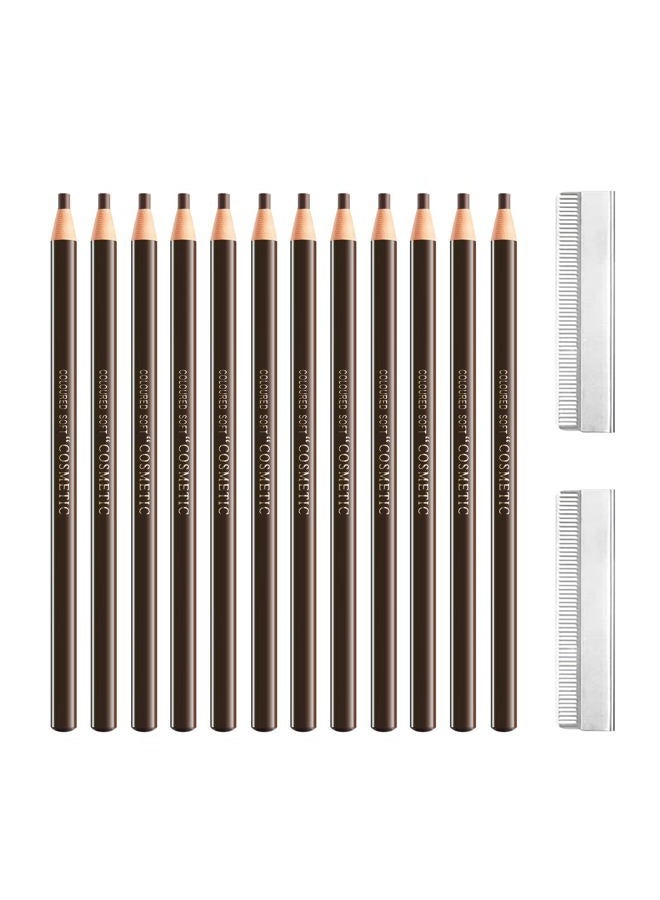 Sumeitang SUMEITANG 12 Pcs Pull Cord Peel-off Black Eyebrow Pencil，Wooden Hard-core Microblading Eye Brow Pencil For Marking, Filling And Outlining, waterproof and sweat-proof for Professionals & Beginners - Image 1
