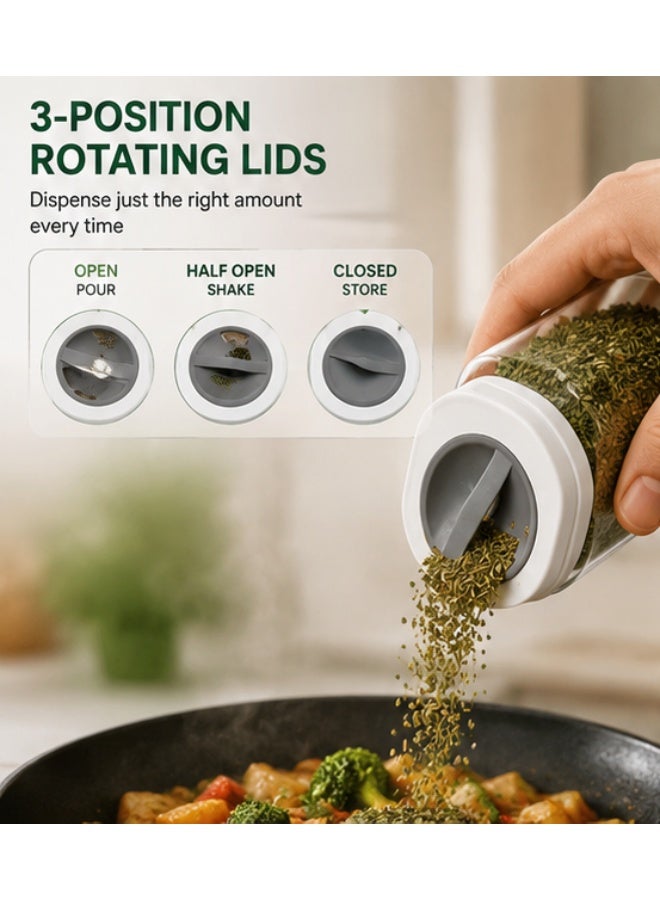 Kitchen Spice Organizer Set with 12 Clear Acrylic 250ml Spice Jars & 3-Tier Display Rack (37 × 26 cm) – Rotating 3-Position Dispensing Lids, Space-Saving Countertop Storage, Easy Refill & Cleaning - Image 3