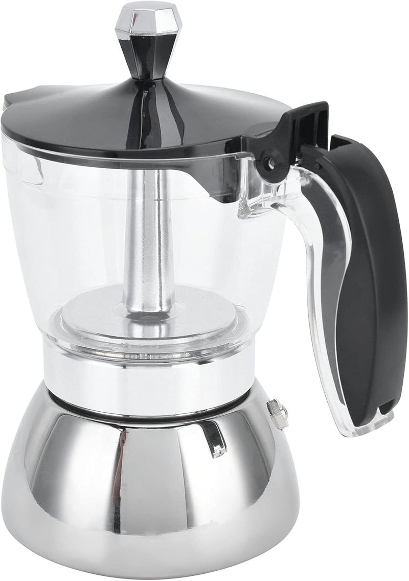 Fdit Transparent Design of the Stainless Steel Coffee Machine for a Powerful Condensate Coffee, 200 Ml Capacity, Domestic Kitchen Supply - Image 1