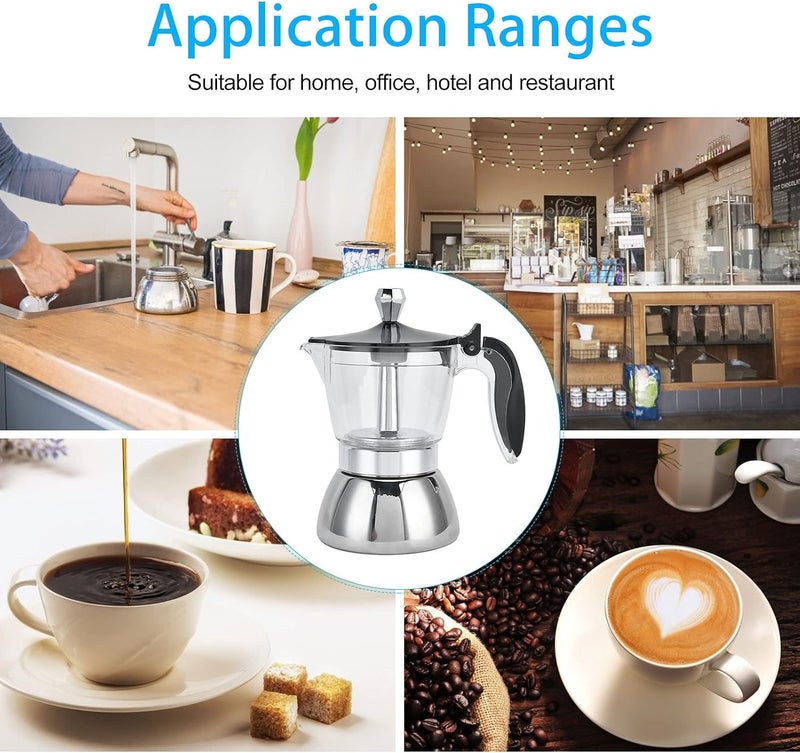 Fdit Transparent Design of the Stainless Steel Coffee Machine for a Powerful Condensate Coffee, 200 Ml Capacity, Domestic Kitchen Supply - Image 4