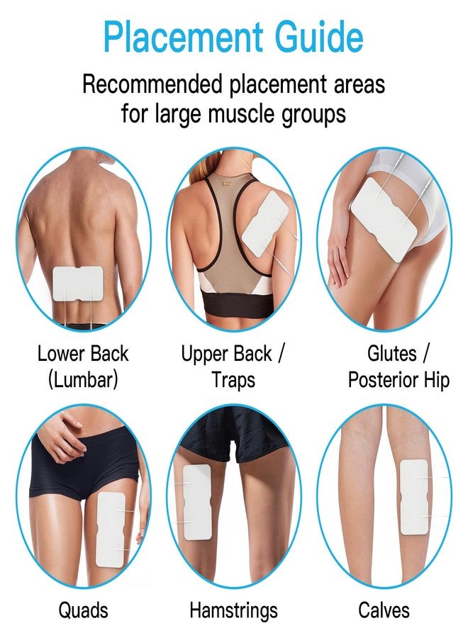 DOMAS Large TENS Pads for Lower-Back Pain Relief, Compatible with TENS 7000 and Other 2.0mm Pin Units, 4"×8", Dual-Lead, Reusable, Latex-Free, 4-Pack - Image 4