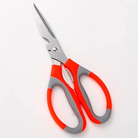 H K J House Multipurpose Kitchen Scissors for Home Gardening NeedsHigh Grade Stainless Steel BladesOrange Pack of 1  - Image 1