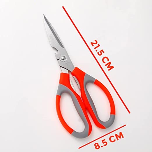 H K J House Multipurpose Kitchen Scissors for Home Gardening NeedsHigh Grade Stainless Steel BladesOrange Pack of 1  - Image 2