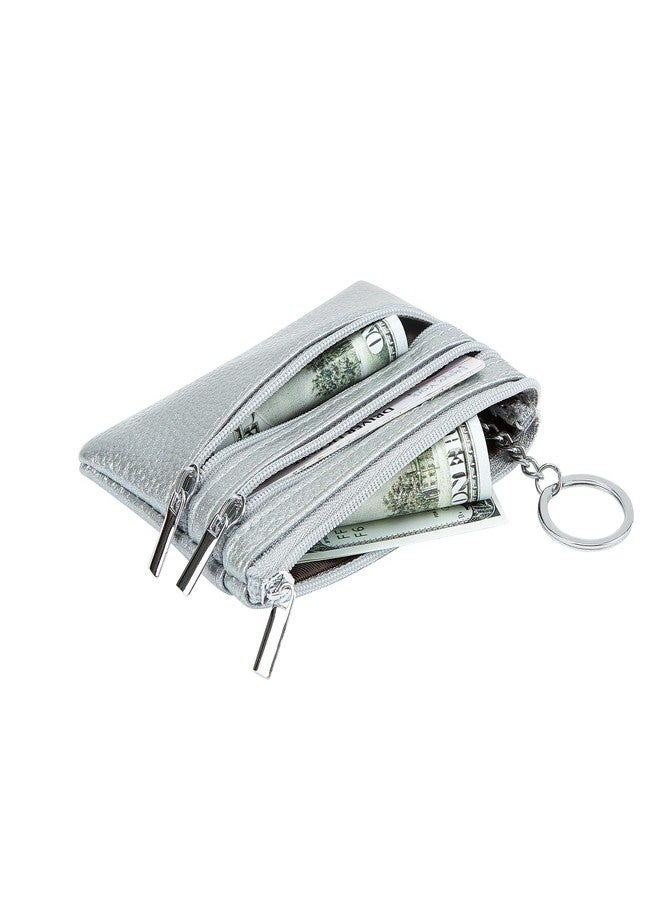Cynure Ladies Genuine Leather Wallet with Key Ring, silver, Einheitsgröße, coin purse - Image 3