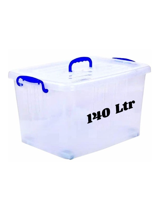 هيواري صندوق تخزين بلاستيكي شفاف من هايوير، سعة ١٤٠ لترًا، مزود بعجلات وأغطية قابلة للقفل | حاويات تنظيم شفافة للملابس والألعاب والأدوات والحرف اليدوية | حل تخزين قابل للتكديس مزود بعجلات (١ × ١٤٠ لترًا) - Image 1