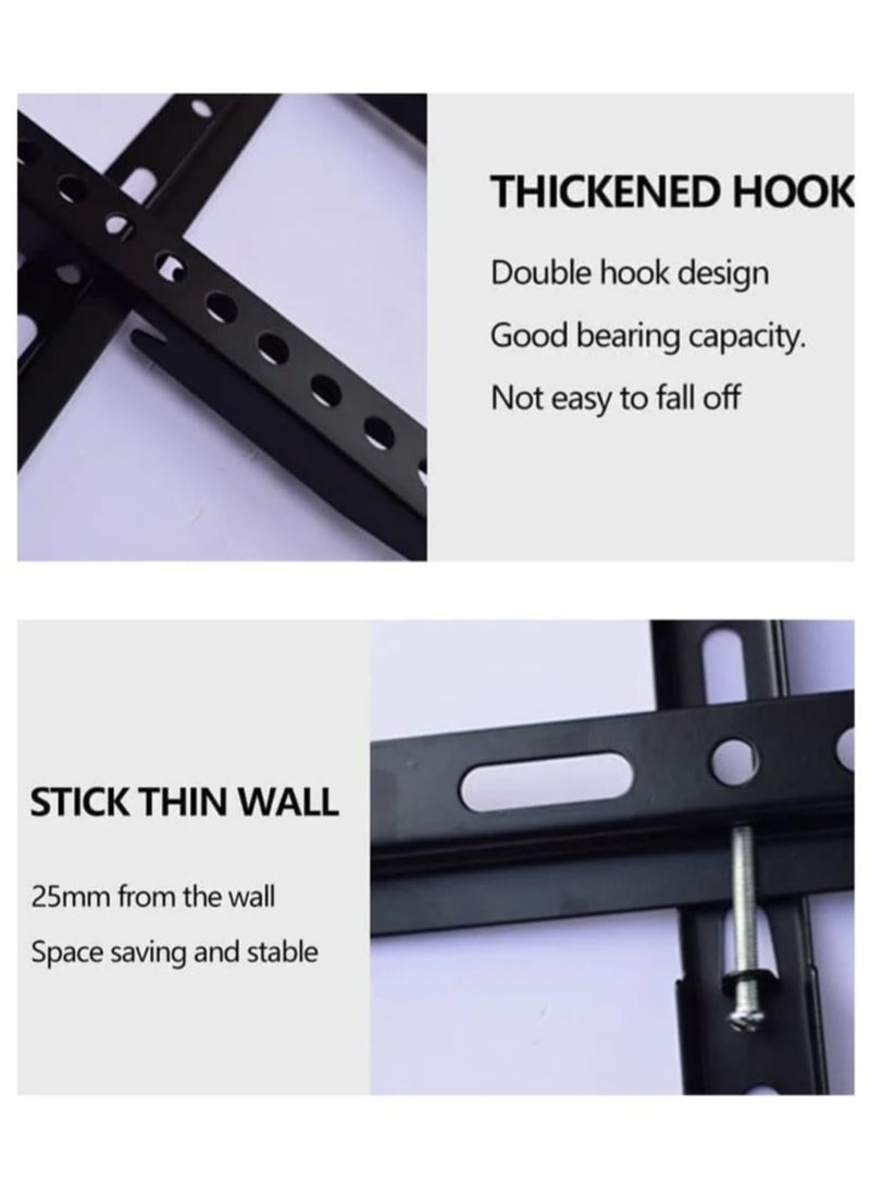Generic - Universal Wall Mounted TV Mount Bracket For 24 To 60 Inch LCD LED Flat Screens Heavy Duty Adjustable Space Saving VESA Compatible Sturdy Streamlined Design , For Flat and curved TV'S Easy Installation - Image 1