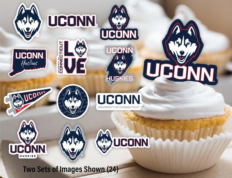 PartyKandy UConn Cupcake Toppers (24 Pcs) University of Connecticut Party Supplies for Football  Birthday Gift  Graduation Party Decorations (UConn Huskies) - Image 3