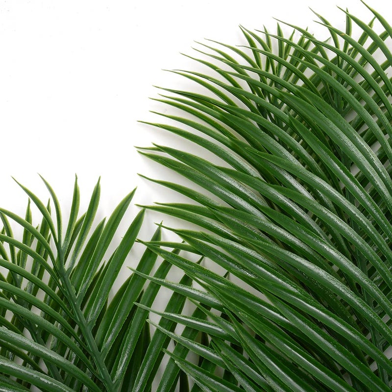 CLONG 12pcs Artificial Palm Leaves Tropical Plants Faux Fake Palm Fronds Plant (Green) - Image 2