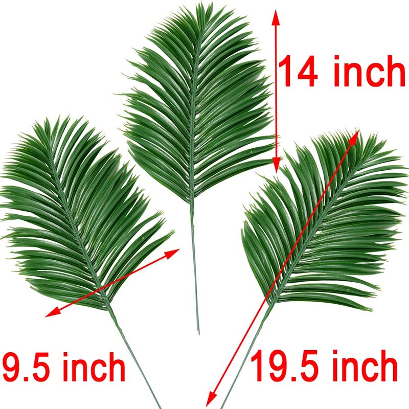 CLONG 12pcs Artificial Palm Leaves Tropical Plants Faux Fake Palm Fronds Plant (Green) - Image 5