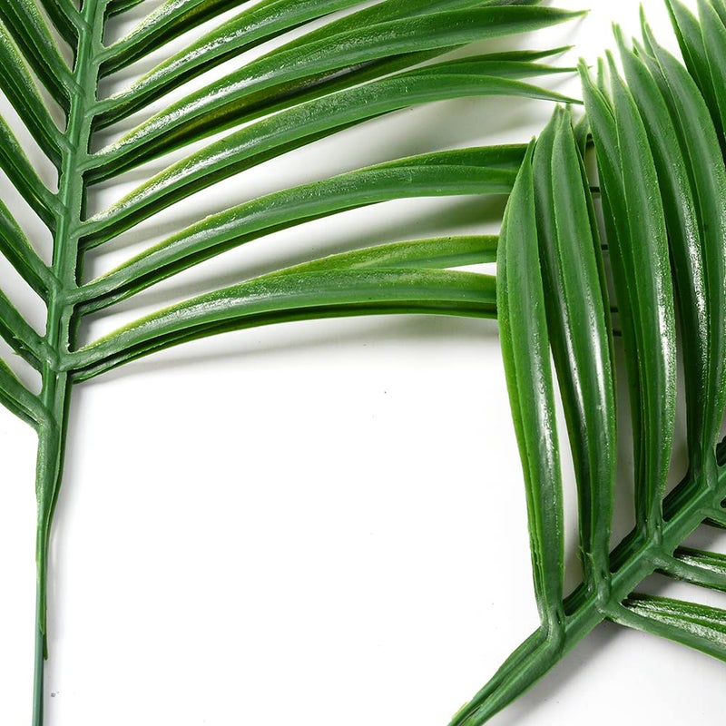 CLONG 12pcs Artificial Palm Leaves Tropical Plants Faux Fake Palm Fronds Plant (Green) - Image 3