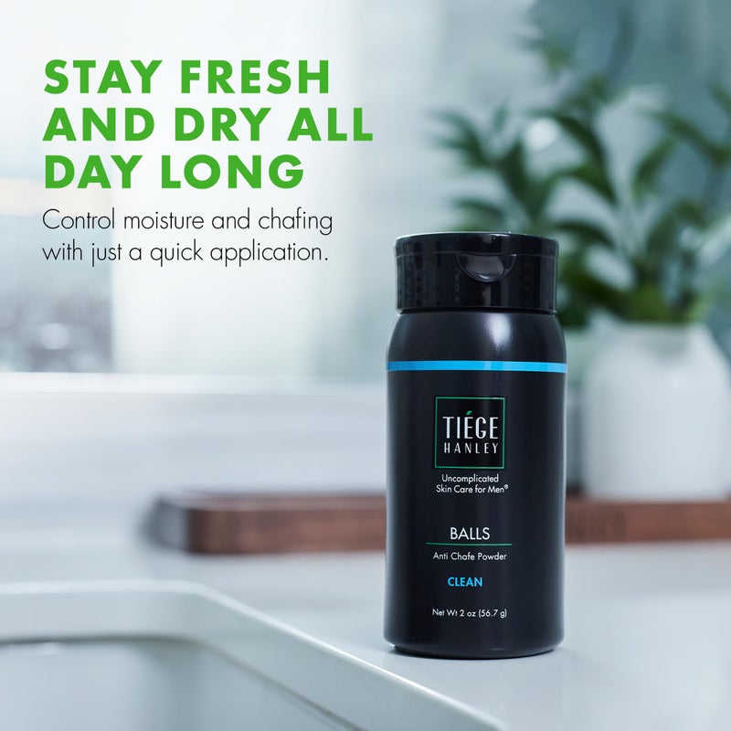 Tiege Hanley Anti Chafe Powder for Men, Cooling Body Powder Deodorant for Foot, Thigh and Groin, Fresh Moisture Control With Eucalyptus and Spearmint, Clean Scent, Menâ€™s Skin Care, 2 Oz - Image 3