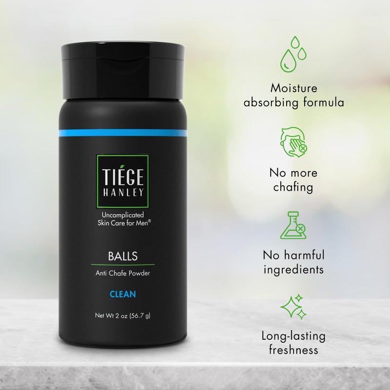 Tiege Hanley Anti Chafe Powder for Men, Cooling Body Powder Deodorant for Foot, Thigh and Groin, Fresh Moisture Control With Eucalyptus and Spearmint, Clean Scent, Menâ€™s Skin Care, 2 Oz - Image 4