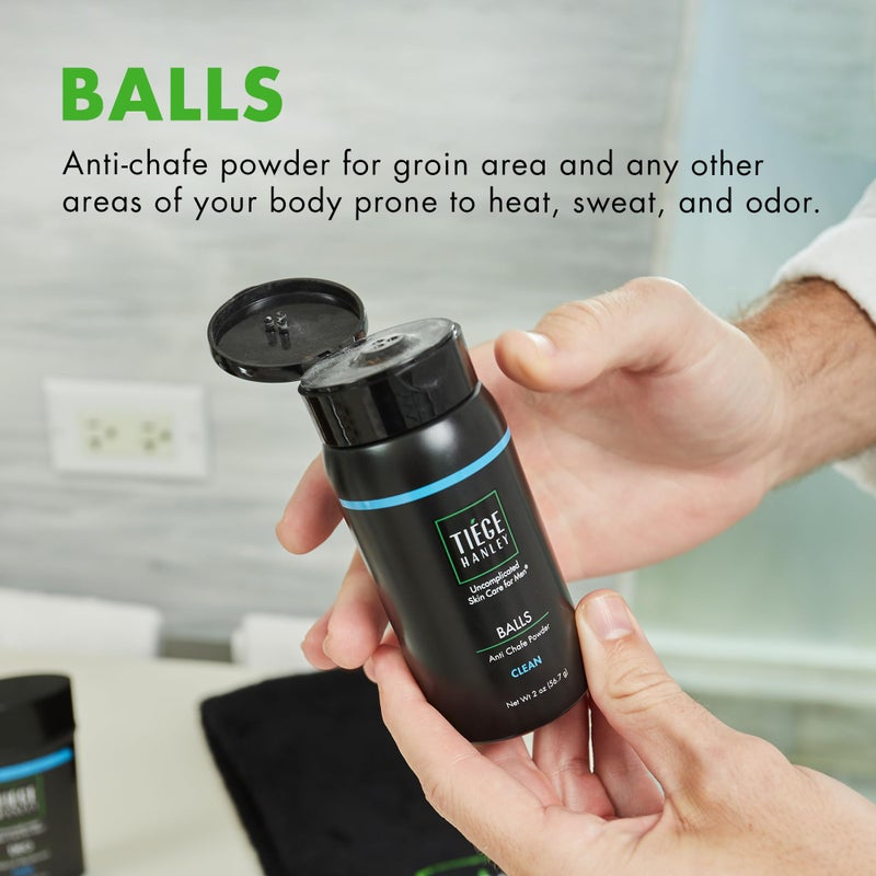 Tiege Hanley Anti Chafe Powder for Men, Cooling Body Powder Deodorant for Foot, Thigh and Groin, Fresh Moisture Control With Eucalyptus and Spearmint, Clean Scent, Menâ€™s Skin Care, 2 Oz - Image 2