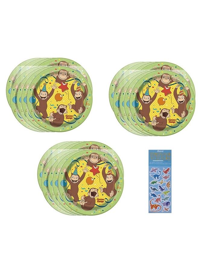 Unique Curious George Party Supplies Bundle Pack For 24 Includes 24 Dessert Cake Plates - Image 2