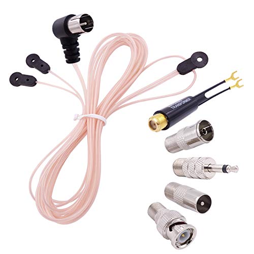 Fancasee Universal FM Antenna Dipole 75 Ohm F Male Push On Plug Coax Coaxial Cable Antenna with PAL 3.5mm BNC Jack Connector & 75 to 300 Ohm Adapter FM Radio Antenna for Home AV Stereo Receiver Indoor - Image 1