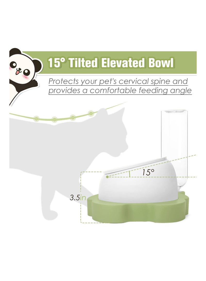 SYOSI أوعية طعام و ماء مرتفعة للكلاب و القطط ، مجموعة أوعية طعام و ماء مائلة للقطط ، وعاء سيراميك مرتفع مع زجاجة موزع مياه تلقائية للقطط و الكلاب الصغيرة و الجراء - Image 5
