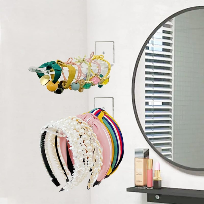 Luckam Acrylic Headband Holder Wall Display, 6 Pack Clear Hanging Headband Organizer Shelf for Girls Women - Image 5