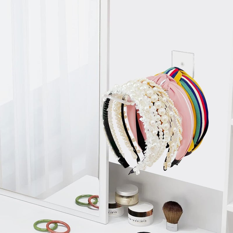 Luckam Acrylic Headband Holder Wall Display, 6 Pack Clear Hanging Headband Organizer Shelf for Girls Women - Image 2