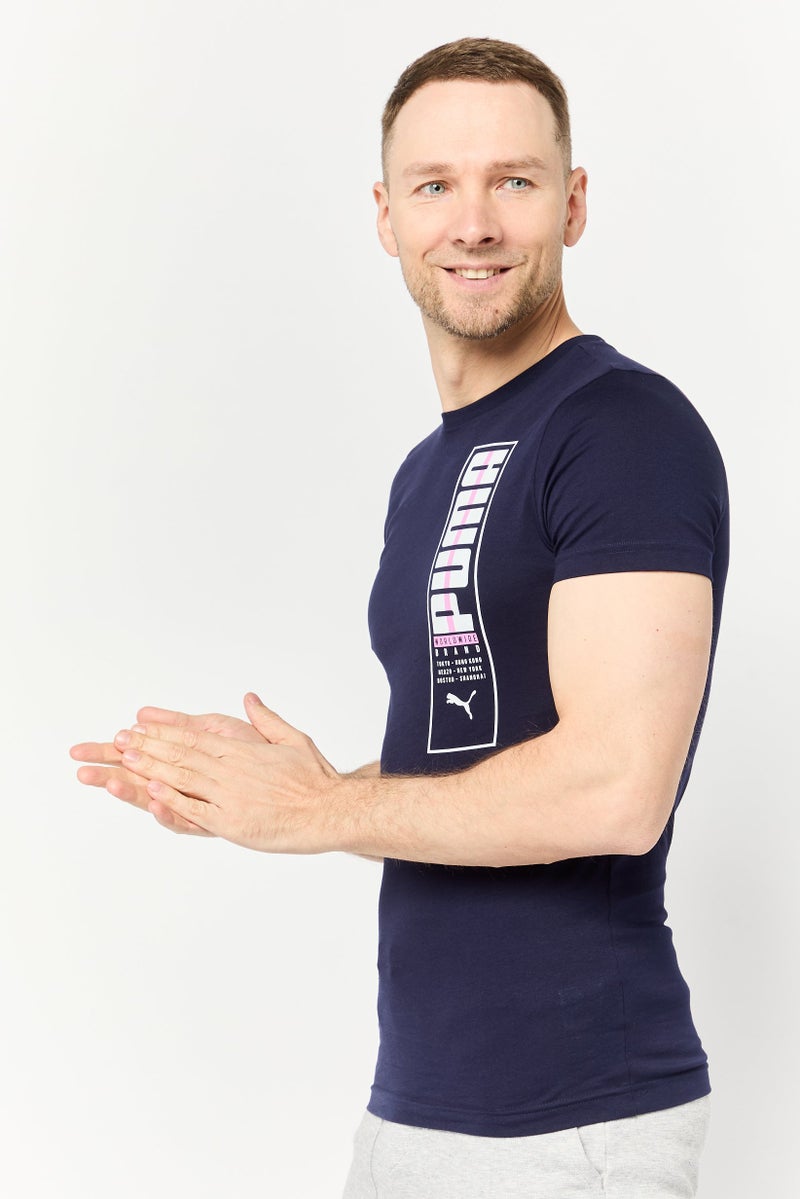 PUMA تي شيرت رياضي للرجال بأكمام قصيرة، خارجي، لون كحلي - Image 3