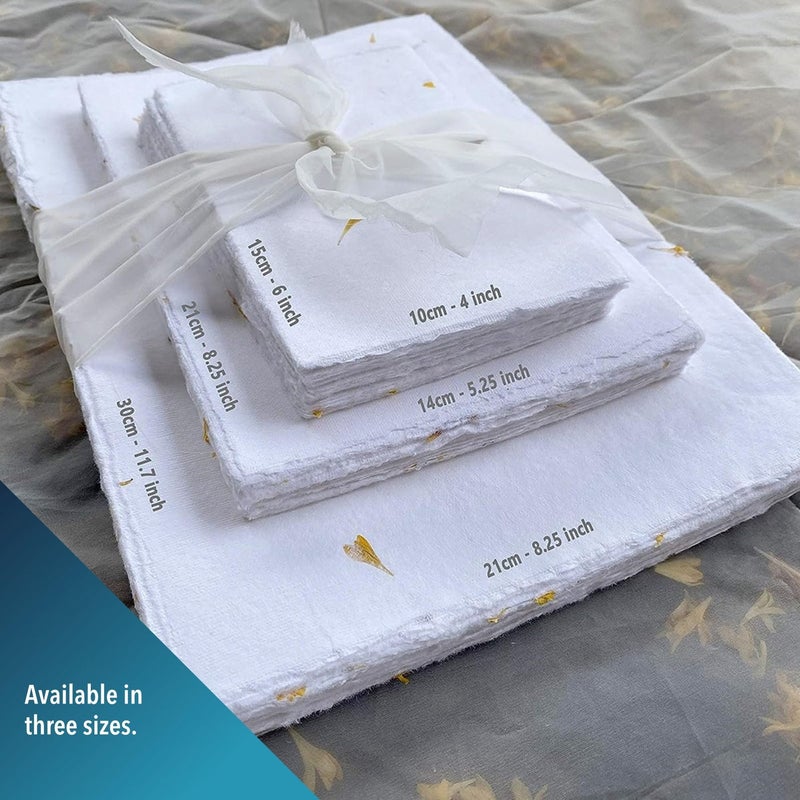 Wanderings A4 Handmade Paper with Deckled Edge and Real Flower Petals - 8.3" x 11.7", 150 GSM, 50 Sheets Textured Paper - Perfect for Watercolor, Drawing, Writing, Printing & Mixed Media - Image 3