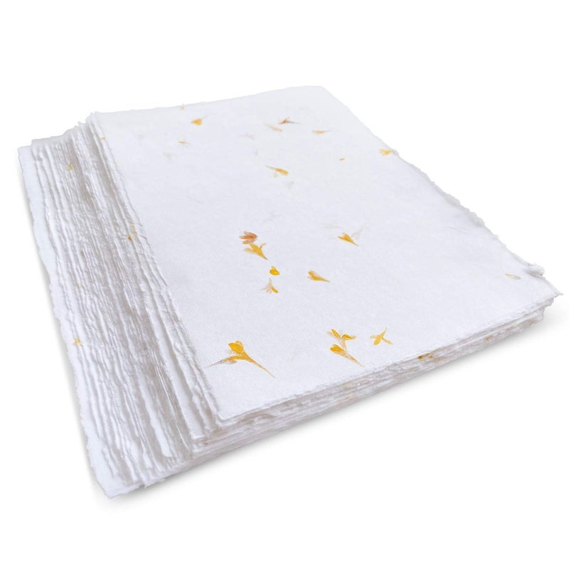 Wanderings A4 Handmade Paper with Deckled Edge and Real Flower Petals - 8.3" x 11.7", 150 GSM, 50 Sheets Textured Paper - Perfect for Watercolor, Drawing, Writing, Printing & Mixed Media - Image 1