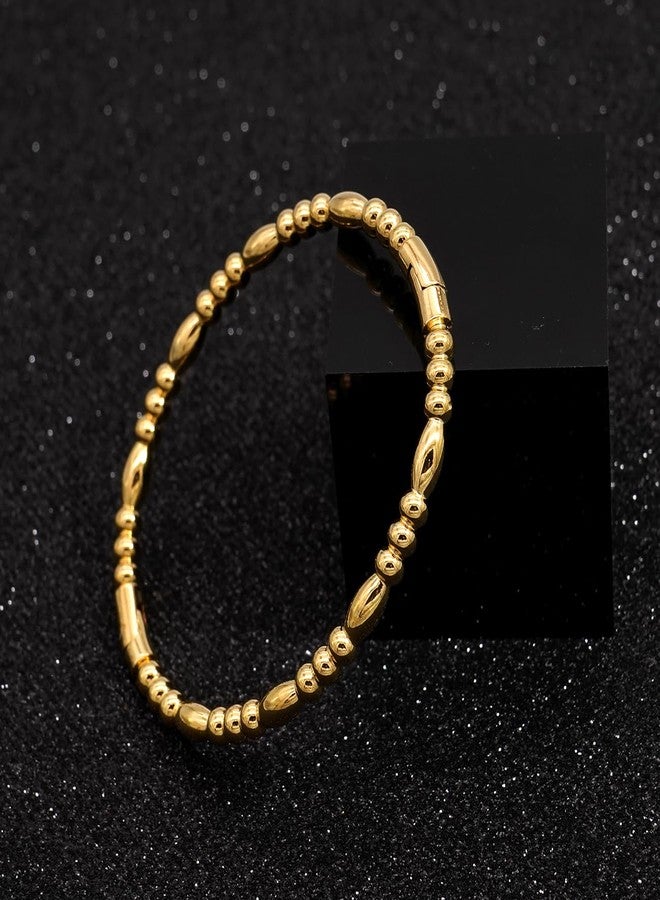 Tidefire Stainless Steel Bamboo Design Bracelet Titanium Steel Bangle (Water Gold) - Image 5