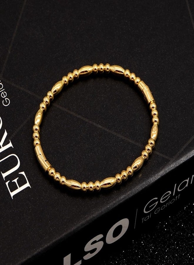 Tidefire Stainless Steel Bamboo Design Bracelet Titanium Steel Bangle (Water Gold) - Image 4