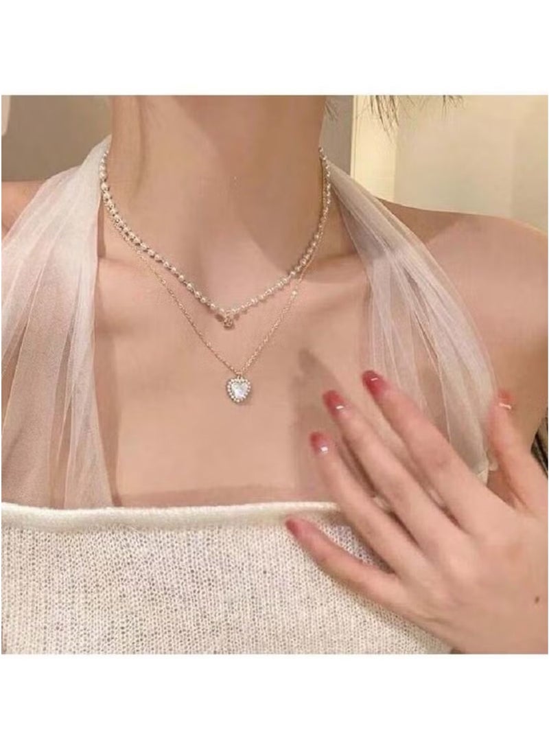 Huitich Elegant Gold Color Tone Layered Pearl Pendant Necklace - Image 2