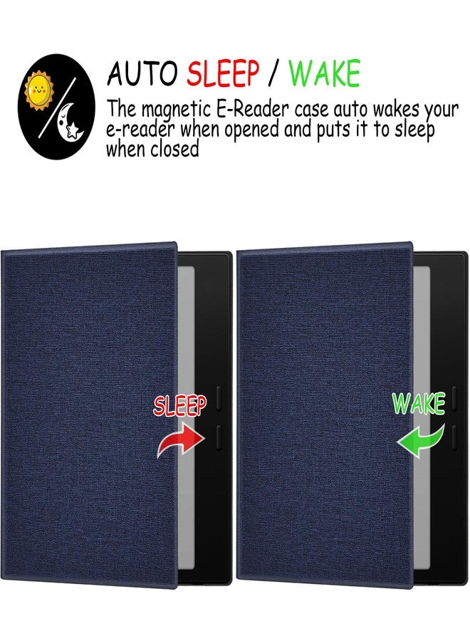 GOVTVA Magnetic Leather Case for 7'' Onyx Boox Go 7 / Boox Tablet Go Color 7 (Gen II/Gen I 2025/2024) /Boox Page Ultra-Thin Lightweight Cover with Auto Sleep/Wake & Magnetic Closure (Cloth Bark Blue) - Image 5
