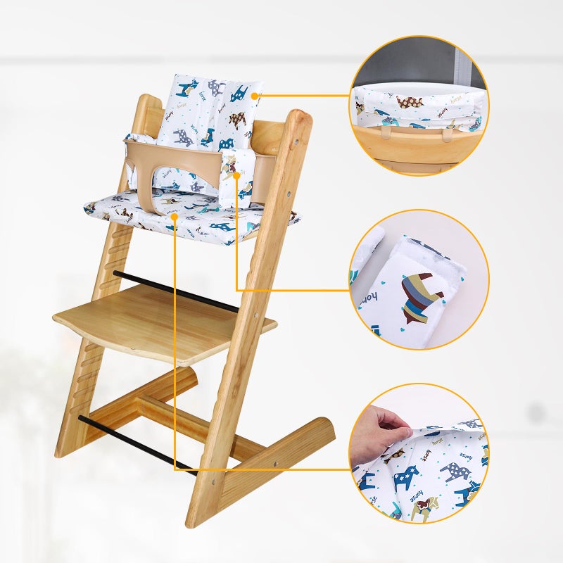 LLHQAMT for Tripp Trapp High Chair Cushion, Soft and Comfortable for Tripp Trapp High Chair Cushion, for Tripp Trapp Cushion Set Makes It Safer and More Comfortable for Baby to Sit On (Cartoon Horse) - Image 4