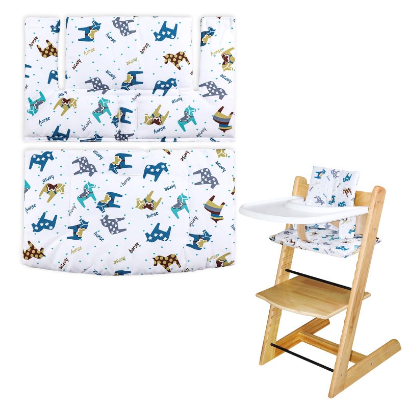 LLHQAMT for Tripp Trapp High Chair Cushion, Soft and Comfortable for Tripp Trapp High Chair Cushion, for Tripp Trapp Cushion Set Makes It Safer and More Comfortable for Baby to Sit On (Cartoon Horse) - Image 1