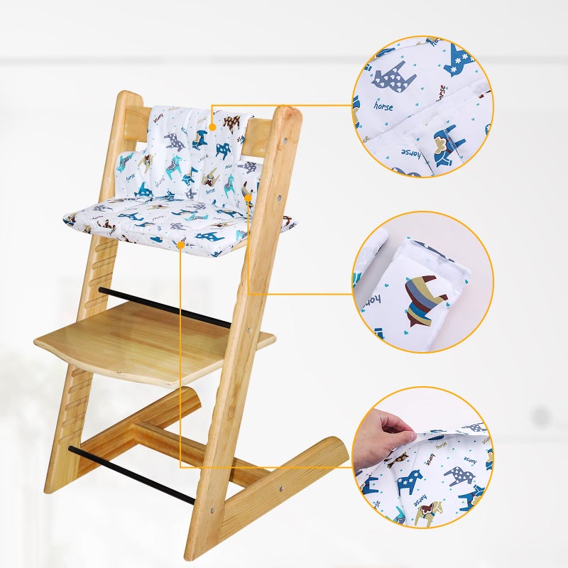 LLHQAMT for Tripp Trapp High Chair Cushion, Soft and Comfortable for Tripp Trapp High Chair Cushion, for Tripp Trapp Cushion Set Makes It Safer and More Comfortable for Baby to Sit On (Cartoon Horse) - Image 5