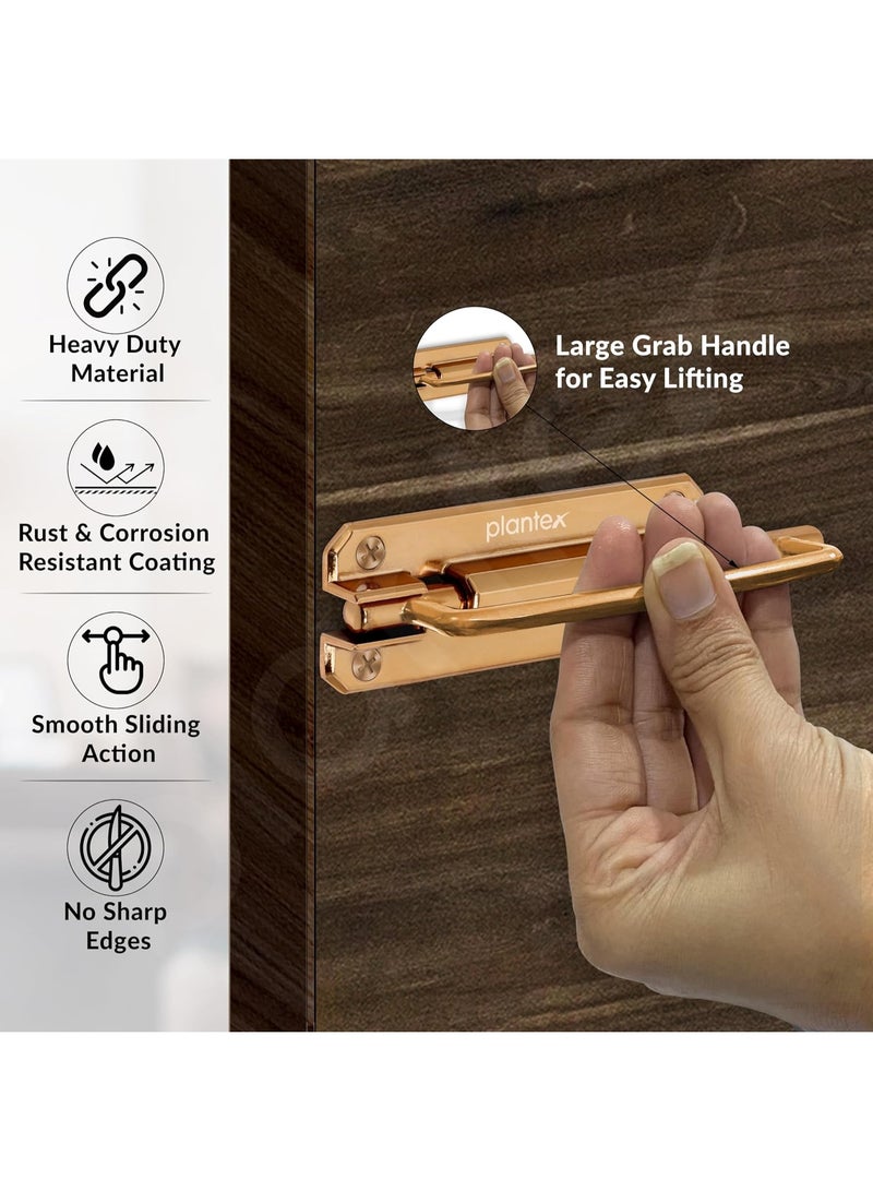 Plantex Door Stopper/5 Inch Baby Latch Kadi/Door Latch for Bathroom/Door Lock for Home/Office Doors - Pack of 1 (Rose Gold) - Image 4