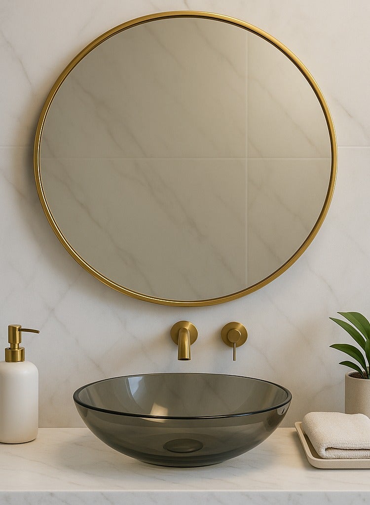 Glass Corner 80 Round Mirrors - Gold - Image 2