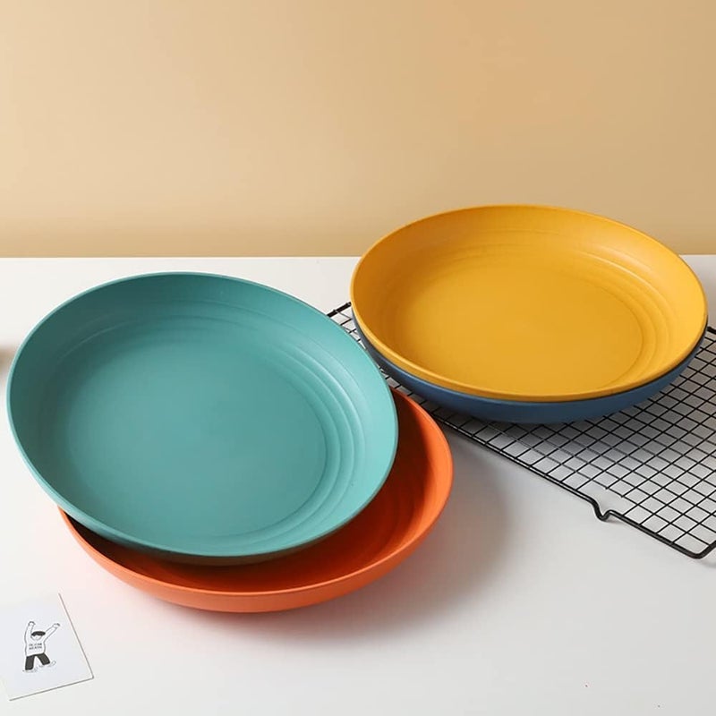 Nathgra Naturals Unbreakable Wheat Straw & Bamboo Fiber Snack Plates | 8 inch Pack of 2 | Eco-Friendly,Lightweight & Reusable | Microwave Safe Breakfast Plates | for Hot & Cold Serving (Multicolor) - Image 1