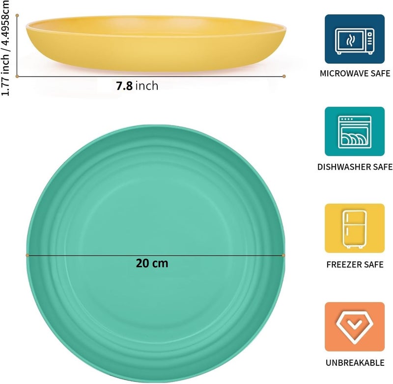 Nathgra Naturals Unbreakable Wheat Straw & Bamboo Fiber Snack Plates | 8 inch Pack of 2 | Eco-Friendly,Lightweight & Reusable | Microwave Safe Breakfast Plates | for Hot & Cold Serving (Multicolor) - Image 2