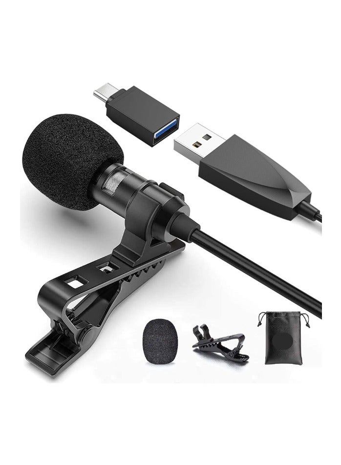 USB-C Lavalier Microphone – Clip-On Omnidirectional Condenser Mic for Recording, Streaming, Podcasting – Compatible with Android, Laptop, PC, Mac & PS4 – Plug & Play  - Image 1