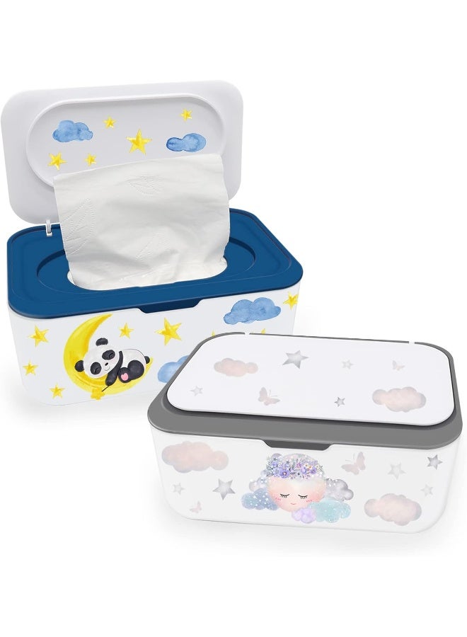 Lovppy 2Pcs Baby Wipes Dispenser, Diaper Wipe Holder with Lid, Refillable Wipes Case Container with Sealing Design, Flushable Wipes Pouch Case Storage Box for Bathroom, Keeps Wipes Fresh Easy Open & Close - Image 1