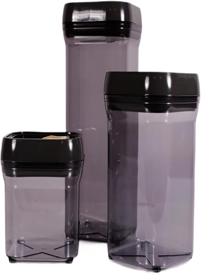 Herevin Storage Canister 3-Piece Set - Clear, 0.7 Liter/ 1.1 Liters/ 1.5 Liters, BPA-Free Plastic, Made in Turkey (Kitchen, Pantry, Dorm)