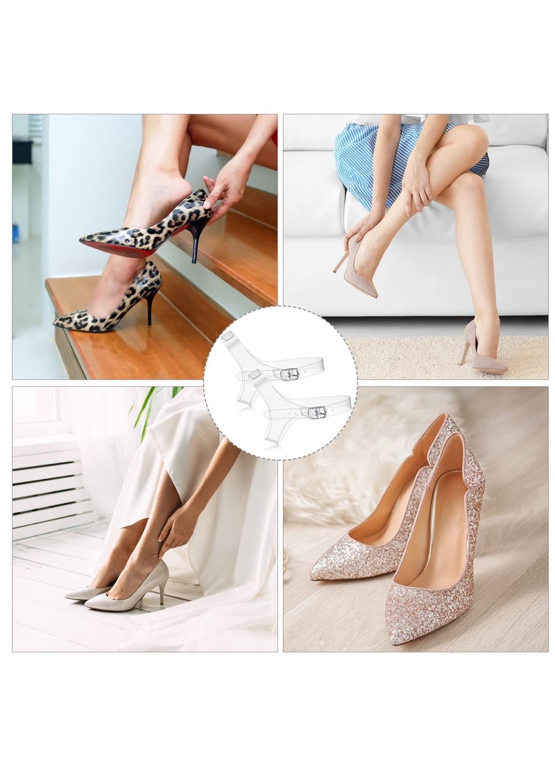 Zikra 2 Pairs Shoe Straps for Heels Detachable Shoe Straps for Heels Clear Shoe Belt Ankle Strap Women's Transparent Detachable Laces Anti Loose Shoelace Accessories for Holding Loose High Heel - Image 3