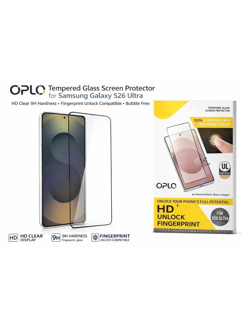لاصق شاشة زجاجي OPLO لهاتف Samsung Galaxy S26 Ultra – حماية 9H – وضوح HD – متوافق مع بصمة الإصبع – مقاوم للخدوش – تركيب سهل بدون فقاعات - Image 2