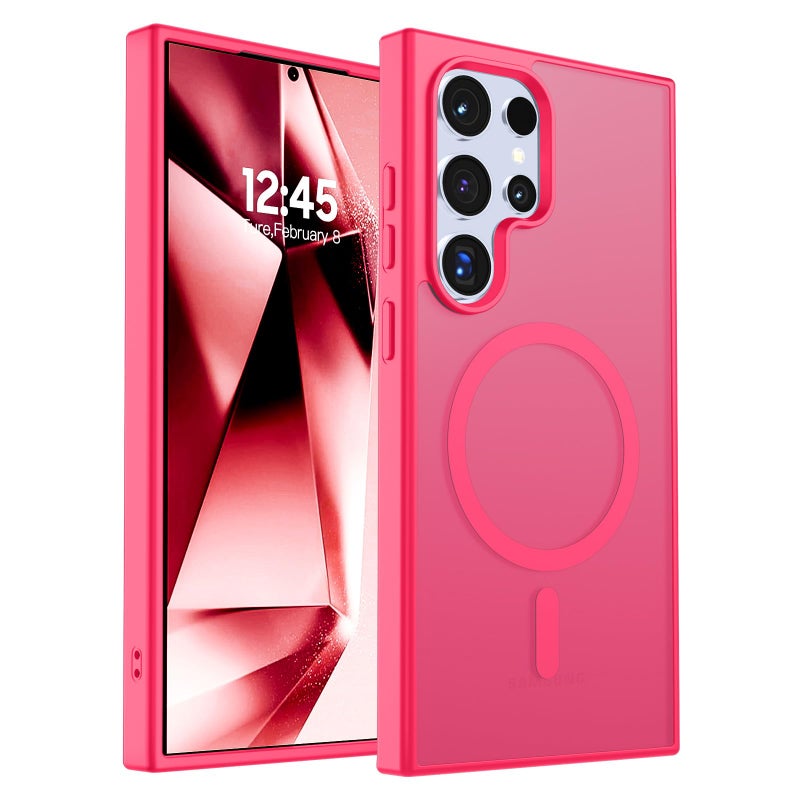 SUPFINE Magnetic for Samsung Galaxy S24 Ultra Case Case(Compatible with MagSafe) (Military Grade Drop Protection) Slim Translucent Shockproof Phone Case,Hot Pink - Image 1